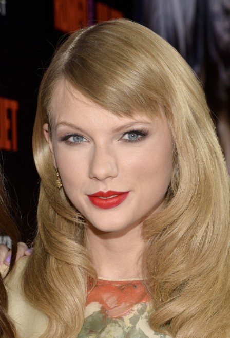 Taylor Swift's New Side Swept Bangs.